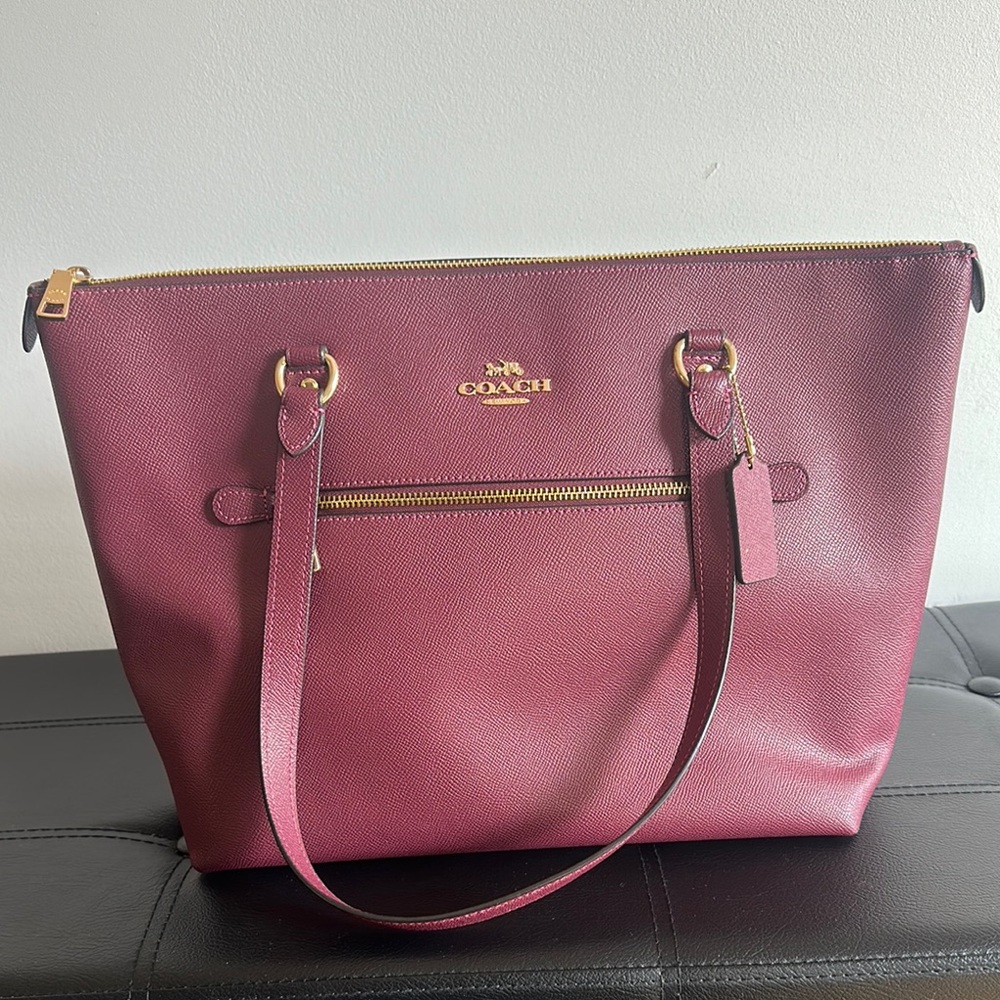 Coach Red Leather Tote with Gold Hardware